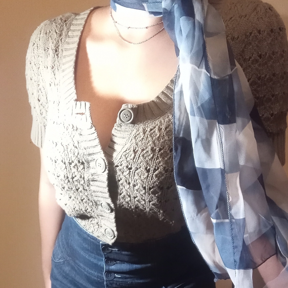 Vintage 70s Style Green Buttoned Sweater Shirt